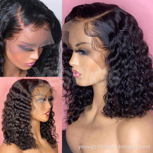 Brazilian Virgin Color Short Bob Deep Curly Wave Human Hair Full HD Lace Front Bob Wigs For Black Women Cheap Lace closure wig
